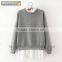Fleece Pullover Fake Two Pieces Sweatshirt With Back Side Zipper for Women