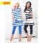 FANCY LADY PAJAMA SET S/S O-NECK STRIPED DESIGN FAMILY PAJAMAS KNITTED