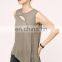 Quality Linen Blouse Asymmetric Hem Tops Special Blouse Designs Sleeveless Women Blouse