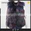 Colorful raccoon fur vest for ladies luxury raccoon fur overcoat