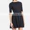 CHEFON Pleated skirt fit and flare stretch wool crepe latest casual dress designs