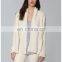 2017 Side Splide Knitted Women White Cardigan With Pocket