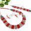 Designer Silver Plated red Pearl Beaded Necklace-Designer Pearl Beaded Traditional Oxidized Pendant- Designer silver plated set