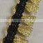 Italy design gold lurex fringes lace trim for clothes