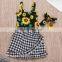 Kids Clothing Sets Summer Baby Girl Clothing Sunflower Tops & Plaid Skirts & Headband 3PCS for 1-5T