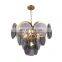 Modern Luxury smoky grey glass led circle art decor gold pendant light