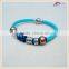 Fashion Cheap Blue Braided Leather Bracelet With Magetic Clasp