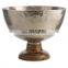 wooden base nickle plated bowl