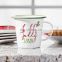 Christmas holiday Custom logo reusable metal steel enamel camping coffee tea cup mug for gift
