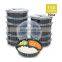 Portable Black Stackable Disposable PP Plastic Meal Prep Containers with Clear Lids