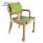 Professional Chinese Supplier Comfortable Solid Wood Frame Hospital Chair Dining Table Chair With Luxury Curved Armrest