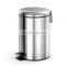 Durable Stainless Steel Armor Style Flat Foot Pedal Trash Can Metal Trash Bin with Bowl Soft Close Lid Fingerprint-proof