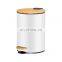 Multi Volume Big Dustbin Bamboo Pedal Trash Can Metal Mirror Waste Bin with Bamboo Lid and inner Bucket for Kitchen