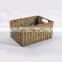 HBK supermarket woven plastic rectangular synthetic seagrass water hyacinth tray leaf carry rattan wicker drawer storage basket