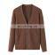 Custom Manufacturer's 100% Cashmere Deep V-Neck Cardigan Sweater for Women Knitted Casual Style for Winter with Front Logo