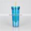 Wholesale 16oz Double Wall BPA free Plastic Cup Tumbler With Straw And Lid