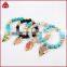 Women's Blue Black Red Agate Lacey Agate Sally Beaded Stretch Bracelet With Arrowhead Pendants