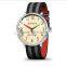 Club Military Watches with Canvas Strap Grey and Blue Stripes Bracelet Watch