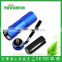 9 led flashlight use 3*AAA Battery super mini 4 colors blue/red/black/silver for emergency flashlight