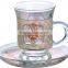 Customized glass coffee cup and saucer set