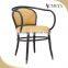 Commercial furniture steel frame bistro chair solid plywood seat and back wood legs bistro chair