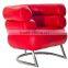 Genuine Leather BIBENDUM ARMCHAIR with stainless steel base