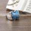 2016 New arrival fashion wholesale blue turquoise lovely bear finger ring