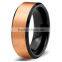 8MM Black Tungsten Carbide Ring, 18K Rose Gold Brushed Tungsten Carbide Ring, Fashion Tungsten Wedding Band Ring