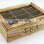 12 bags tea display wood box,pine solid wooden box,tea storage wood box