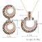 Korea style small business round earring and necklace set imitation diamond jewelry