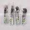 Green Strip Colorful 16Pcs Stainless Steel Cutlery Set With Plastic Handle