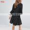 Women Vintage Dresses 2016 Top Quality Petite Polka Dot Fluted Sleeve Dress HSd7247