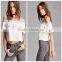 Woman Fashion off the Shoulder Embroidery Short Sleeve Blouse