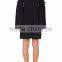 Customized Lady Apparel Back-concealed zip Black Bell Sleeves Ruffle Shift Dress(DQM017D)