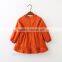 Simple dress designs fashion girls long sleeve ruffle round neck dresses