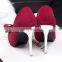 Red shallow mouth bow pointed suede high heel new women shoes 2015