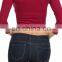 Solid color V-neck 3/4 length sleeve surplice cropped top.