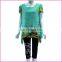 lace bell sleeves sequined duplex printing casual chiffon lady blouse