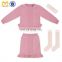 Fashion Baby Girl 4PCS Winter Pink Red Knitted Sweater Design Clothes For Kids Children Sweater Clothing Set