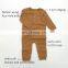 Wholesale Autumn Long Sleeve Crotch Snap Solid Brown Cotton Baby Pajamas
