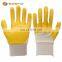 Sunnyhope interlock line yellow Smooth nitrile coated knit wrist work gloves