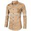 Men's Shirts Long Satin Cotton Brown Men's Clothing Shirt Single Button For Men