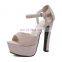 Ladies Fancy Suede Design High Heel Peep Toe Platform Sandals Shoe Women Chunky Heel Sandals Sexy PU Handmade Ankle Strap Rubber