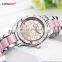 LONGBO 80303 Women Hand Watch For Girl Ceramic Pink Strap Diamond Decorate Dial Quartz Lady Watch