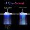 Square 8 inch Led Rain Shower Head Temperature Sensor 3 Colors Changing 12 Led beads Shower Head