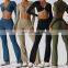 Custom Quick Dry Gym Fitness sets Sportswear 2 Piece Set Women Sports High Waist Pants Long Sleeve Crop Tops Gym Fitness Sets