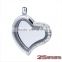 25mm size heart style crystal rhinestone floating lockets pendants magnetic open memory lockets necklace