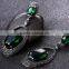 High Quality Jewelry New Black Rhodium Green Crystal Fashion Drop Earrings Wholesale