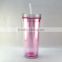 Wholesale 16oz Double Wall BPA free Plastic Cup Tumbler With Straw And Lid