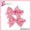 Crazy hot sale in America little girls' charming elegant ribbon bow animal stripes hair clips (XH012-101)